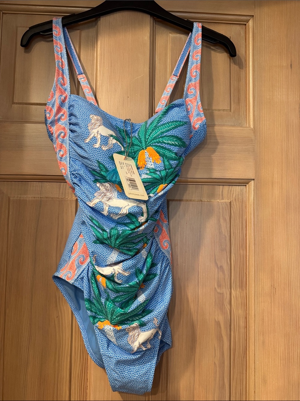NWT - Johnny Was X Paolita Blue Palm & Lion One-Piece Swimsuit